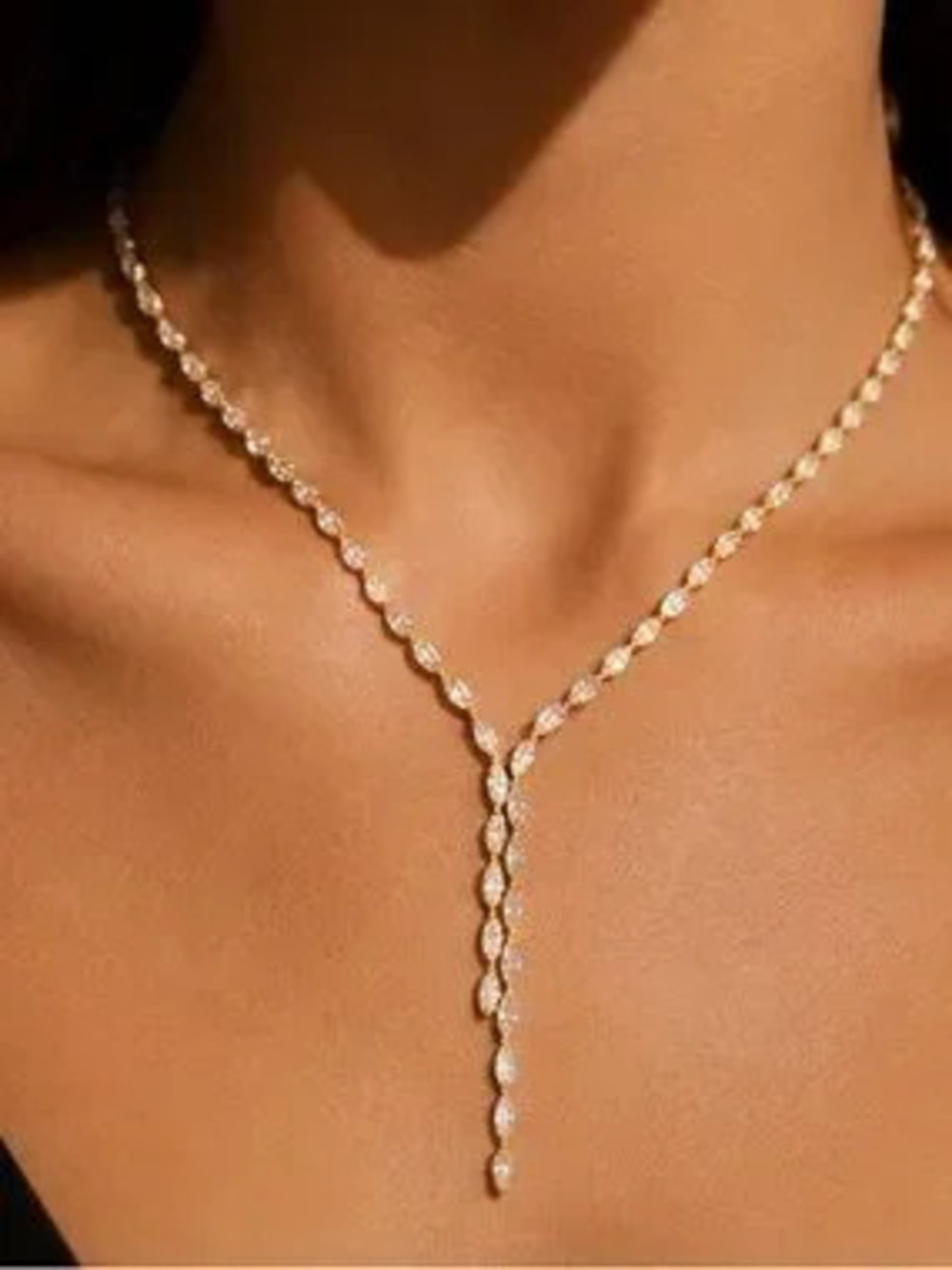 Luxury Gold Marquise Drop Y Necklace